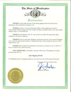 washington call 811 before you dig proclamation