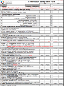 Combustion Safety Test Form